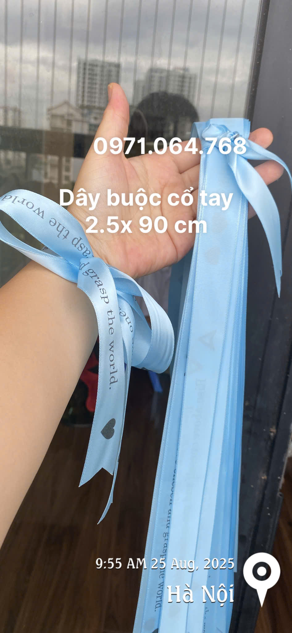 Dây ruy băng in logo buộc cổ tay 2,5 x 90 cm đẹp – bền – chuẩn thương hiệu